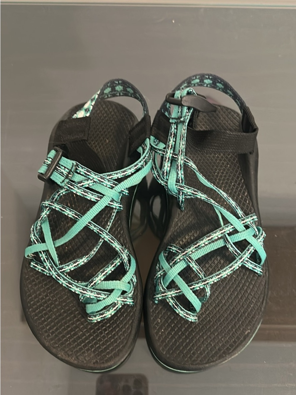 Chaco Women’s Teal and Black Strappy Outdoor Sandals
